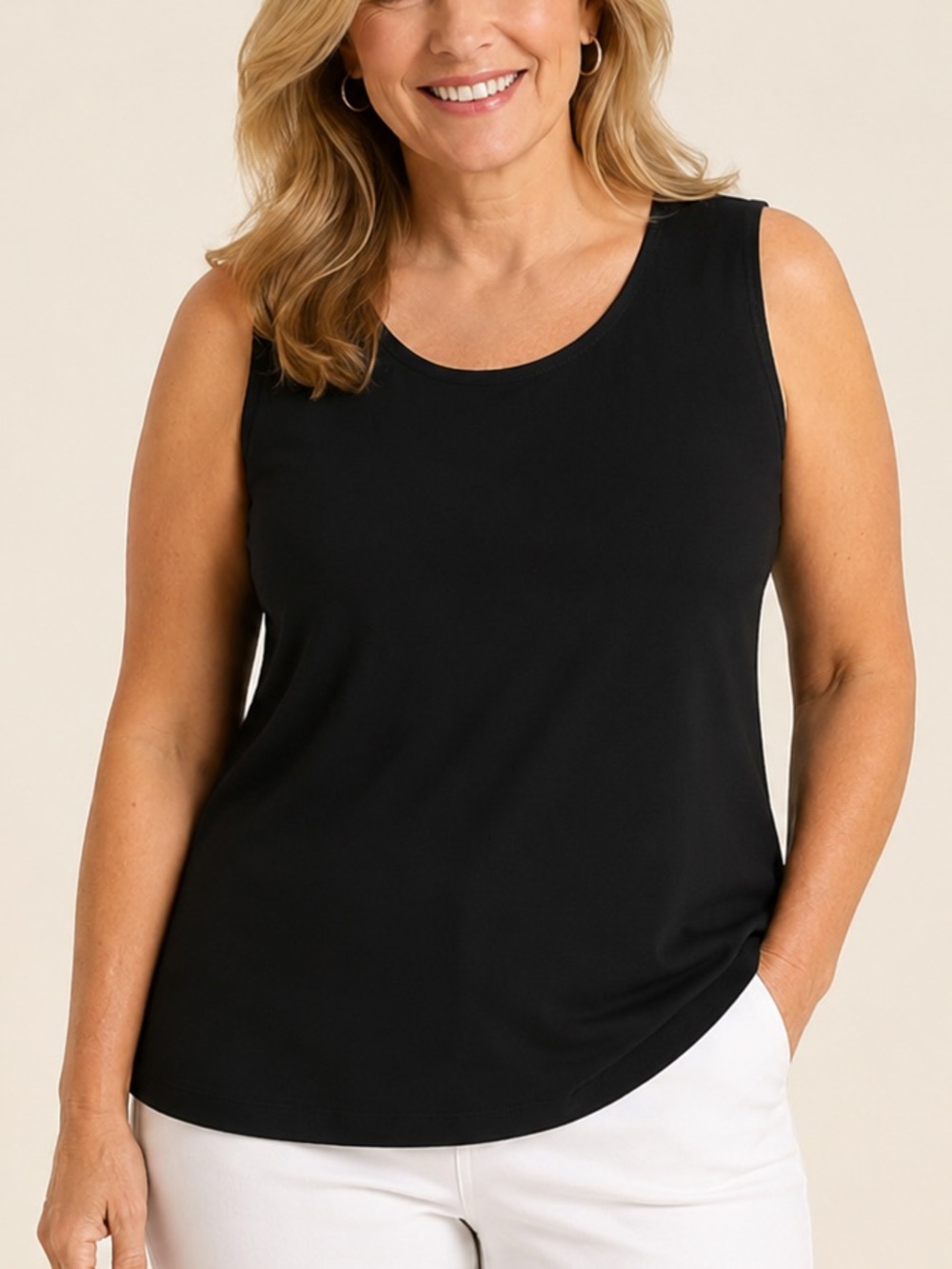 Chico’s Travelers Tank Top Sz. 3 XL Black Sleeveless Stretch Knit Career Classic